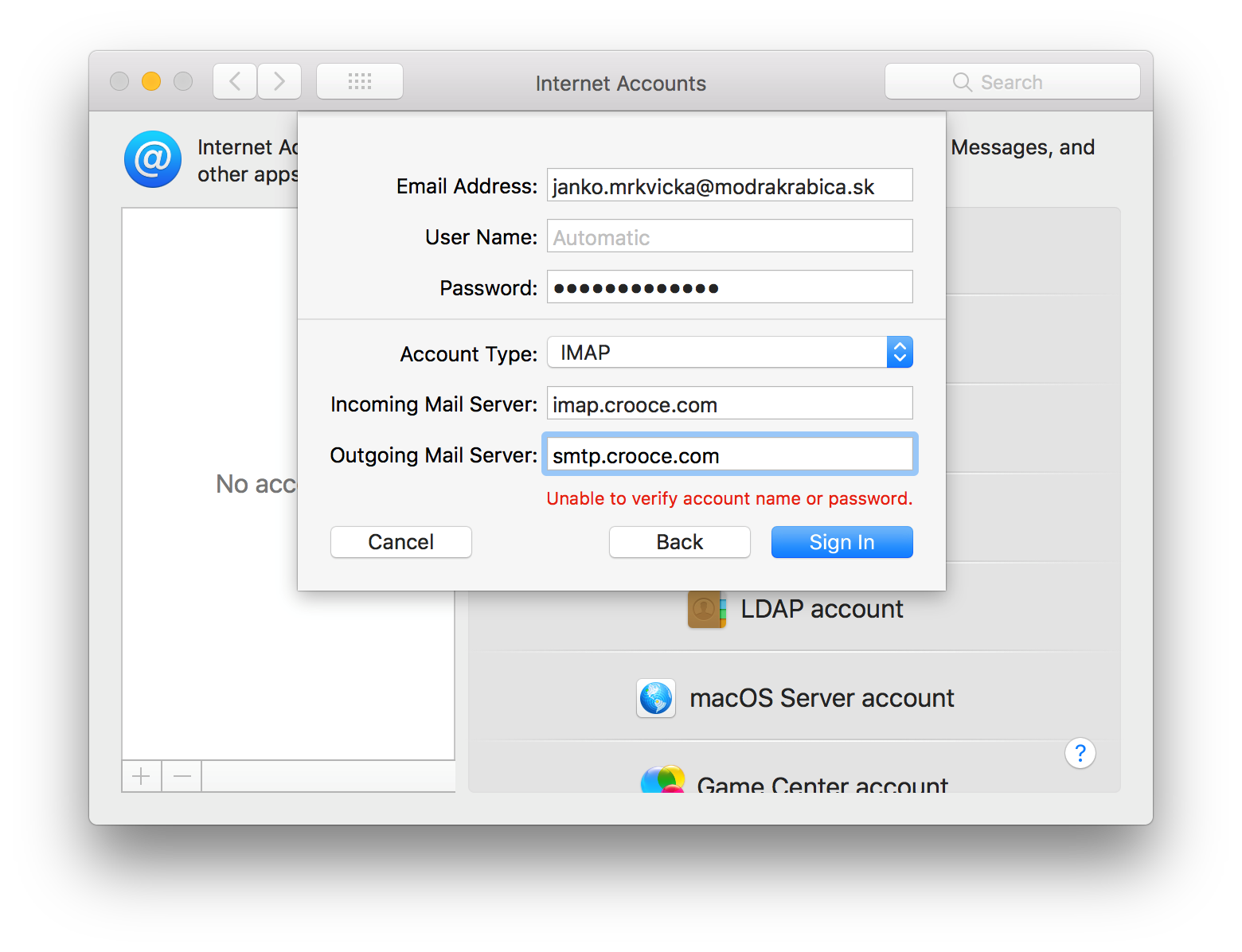 Báza znalostí / Návod / Manuálne nastavenie účtu elektronickej pošty pre Mail (Apple macOS)
