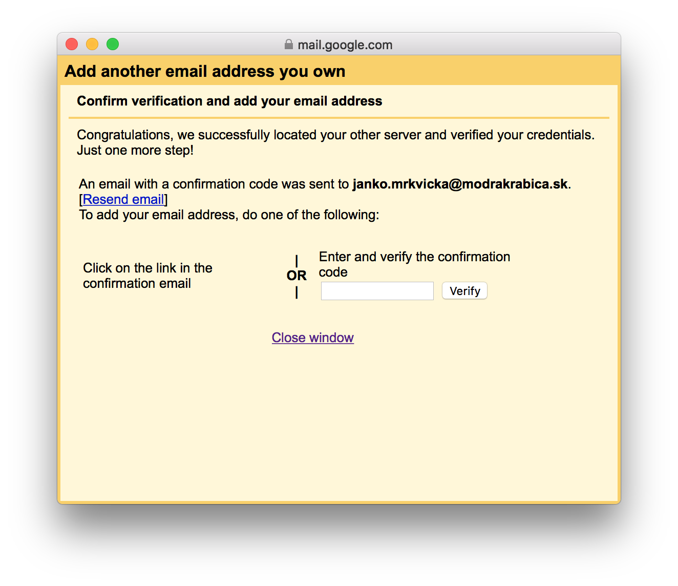 Báza znalostí / Návod / Pripojenie účtu elektronickej pošty k službe Google Gmail